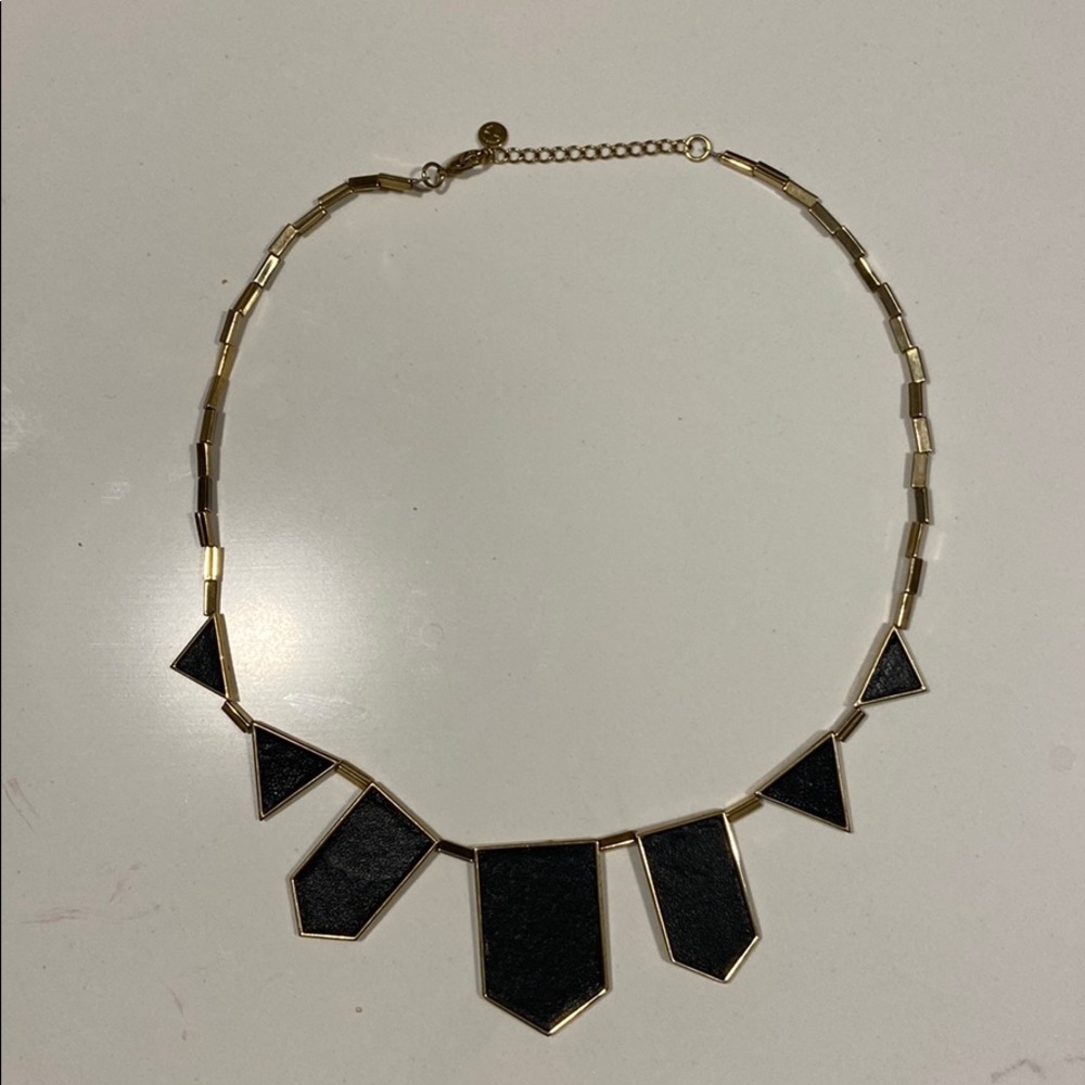 House of Harlow black leather and gold necklace
